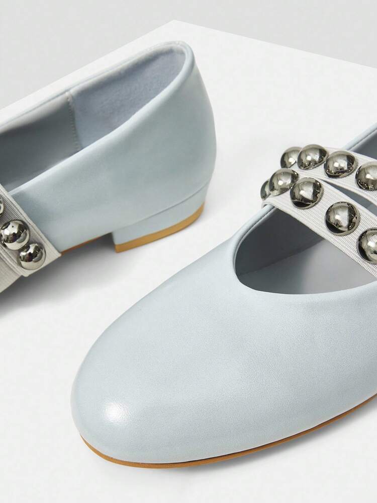 WOMEN ROUND TOE BALLET FLATS, ELASTIC PEARL DECOR CASUAL COMFY ELEGANT FASHIONABLE SHOES, SUITABLE FOR SPRING, SUMMER, AUTUMN