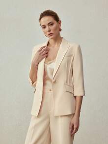 MOTF PREMIUM ELEGANT FITTED WAIST BLAZER, SPRING/SUMMER - Apricot - View 4