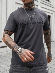 Artur Kramer Men's Casual Slogan & Figure Print Round Neck Short Sleeve T-Shirt, Summer - Dark Grey - View 3