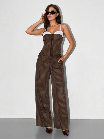 SHEIN ICON Áo camisole nữ tối giản phối màu tương phản, phong cách thường ngày.