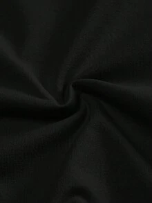 Manfinity Joysei 男士字母卡通熊压纹短袖休闲T恤 - 黑色 - 查看 5