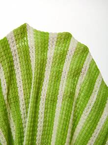 Mistrie Conjunto de 2 piezas con top halter con ribete de concha a rayas y minifalda para mujer - Verde - Ver 6