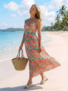 Sylviya 女士休闲露背吊带度假印花连衣裙 夏季女装 夏季连衣裙 沙滩装 沙滩裙 休闲连衣裙 度假装 夏季假日装 度假连衣裙 假日连衣裙 乡村风女装 荷叶边连衣裙 印花连衣裙 太阳裙 休闲波西米亚风女装 夏威夷 - 彩色 - 查看 7