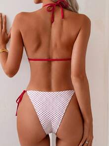 Swim Mod Women's Tropical Polka Dot Print Bikini Two Pieces Bikini Set Set, Casual Holiday - Multicolor - View 2