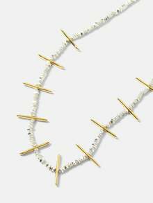 MOTF PREMIUM Dây chuyền mạ vàng 18K hai tông màu bạc ánh kim, đính hạt lấp lánh, có thể cá nhân hóa. - Nhiều màu - Xem 4