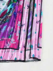 SHEIN Swim Conjunto de pareo y falda con estampado floral y cintura anudada para mujer, ideal para vacaciones - Rojo violeta - Ver 5