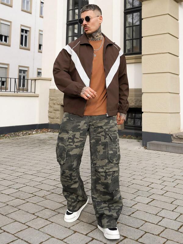 Artur Kramer 男士长袖立领撞色拉链夹克，男士防风夹克，男士短款夹克，短款防风夹克，秋季款