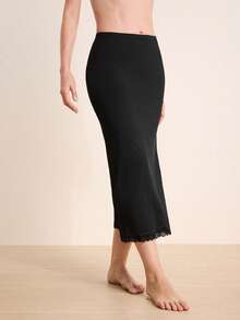 Hourtrue Hip Fashion Long Half-Body Skirt Shaping Bottoming Skirt Slim And Thin Inner Skirt Daily Outer Wear Petticoat (Micro Shaping) - Black - View 3