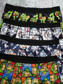 TEENAGE MUTANT NINJA TURTLES | SHEIN Quần đùi boxer in hình hoạt hình dành cho bé trai tuổi teen - màu đen - Xem 7