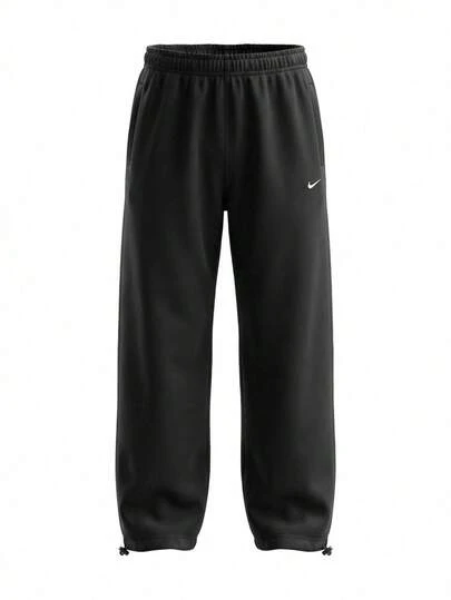 Nike Solo Swoosh Men's Fleece Open-Hem Trousers Black