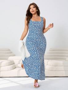 Solflare 休闲宽松针织纹理薄纱罩衫，无袖背心，碎花长裙，两件套，适合户外、日常、派对、音乐节、返校、通勤、度假、商业街、婚礼宾客、居家、购物、城市漫步等多种场合，春夏皆宜。 - 彩色 - 查看 6