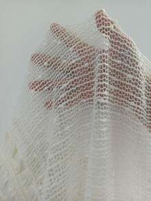 Swim Vcay 女士纯色V领短袖高品质亮片镂空钩编拼接性感成熟泳衣罩衫 - 白色 - 查看 7