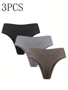 SHAPORA 3件套女士无缝简约纯色舒适高性价比孕妇丁字裤 - 彩色 - 查看 4