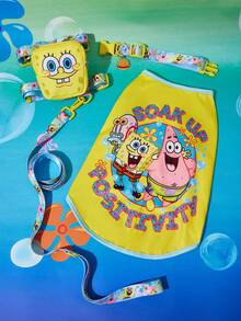 SpongeBob SquarePants | SHEIN 1件可爱卡通印花宠物背心，猫狗通用，尺码从XXS到XXXXXL（XS到XL），海绵材质，吸收正能量，活泼可爱 - 黃色 - 查看 9