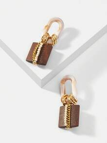 MOTF PREMIUM 预制木拼接亚克力耳环 - 金色 - 查看 8