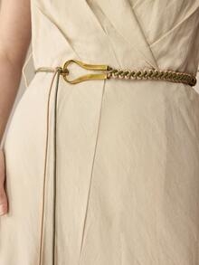 MOTF PREMIUM U-SHAPED BUCKLE KNOTTED WAIST BELT - green gold - View 2