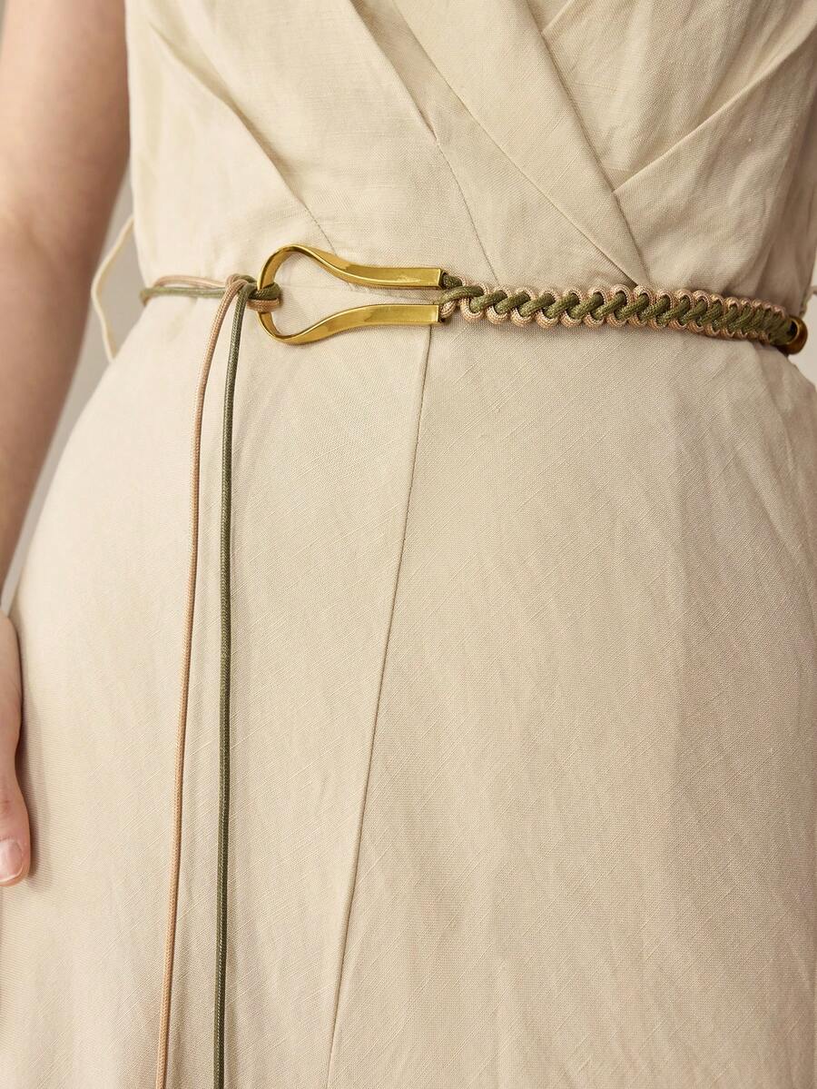 MOTF PREMIUM U-SHAPED BUCKLE KNOTTED WAIST BELT - green gold - View 2