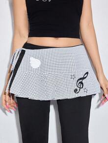 ROMWE Anime 1 chiếc phụ kiện thắt eo kiểu Y2K Baddie Kawaii Sweet Retro Plaid Polka Dot Wing Note sản xuất hàng loạt, thích hợp cho sinh viên, mua sắm, hòa nhạc, v.v. - trắng - Xem 1