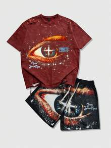 ROMWE MEN Street Life Bộ 2 món áo thun ngắn tay và quần short nam kiểu dáng thường ngày - Nhiều màu - Xem 3