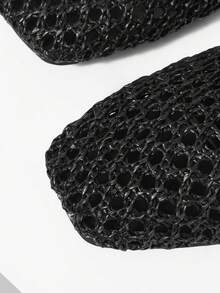 Mnmlis Women's New Fashion Woven Hollow Slip-On Flat Square Toe Loafers - Black - View 5