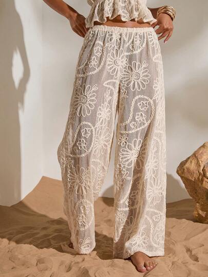 Opulessa Women's Solid Color Woven Casual Pants Suitable For Beach Vacation, Casual, Holiday ,Going Out, Party, Beach