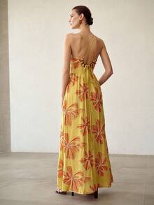 MOTF PREMIUM LINEN DRESS WITH 3D EMBROIDERY AND BEADING, BELLFLOWER FRENCH TEA DRESS - Yellow - View 2
