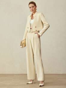 MOTF PREMIUM LOW WAIST BELTED WIDE LEG PANTS, SPRING/SUMMER - Apricot - View 2