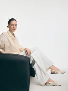 Mnmlis Women's New Fashion Woven Hollow Slip-On Flat-Bottomed Square Toe Shoes - Apricot - View 9