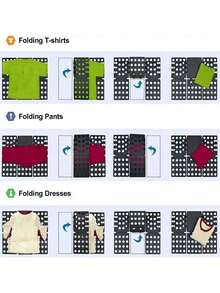 SHEIN Slouchy折叠板整理收纳衣柜T恤裤子衬衫衣服折叠神器折叠板 - 黑色 - 查看 5