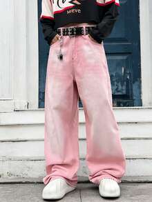 GALLERY FADE Quần Jeans Denim Túi Rộng Thoải Mái Cho Nam - Hồng - Xem 3