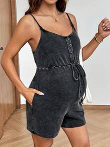 SHEIN 夏季孕妇休闲无袖哺乳连体衣 - 深灰色 - 查看 3