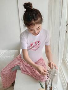 DAZY Tween Girls' Letter Print Short Sleeve T-Shirt And Pants Loungewear Set Summer - White - View 4