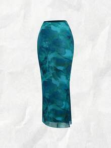 Olithes Women Gradient Printed Casual Skirt Maxi Women - Mint Green - View 3