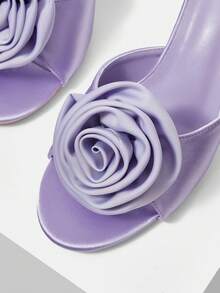 MOTF PREMIUM WOMEN'S FASHIONABLE ELEGANT COMFORTABLE ROSE FLOWER SLIDE-ON HIGH HEEL SANDALS, SUITABLE FOR DATES AND VALENTINE'S DAY SPRING SHOES - Mauve Purple - View 8
