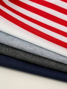 SHEIN 5pcs/Set Unisex Baby Cute Casual Striped Knit Tank Tops, Versatile Summer Outfit Pack - Multicolor - View 5