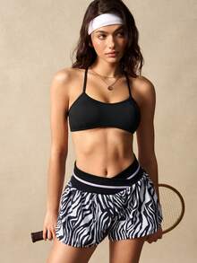 VARSIVA 斑马纹拼接宽松运动短裤 - 彩色 - 查看 9