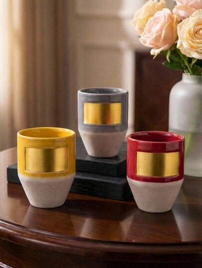 Cirelle Rustic Ceramic Coffee Mug – Gold Accent Attached, Unique Design Cup For Espresso, Latte & Cappuccino, Artisan Stoneware Mug, Housewarming & Coffee Lover Gift