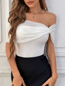 Firerie 女式網眼露肩珍珠白色連身衣 - 白色 - 查看 5