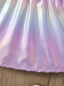 SHEIN Jupe mi-longue élégante et multicolore pour filles, avec une taille élastique ajustée. Convient pour le port quotidien, les fêtes et les occasions formelles. S'assortit parfaitement avec des hauts et des manteaux pour un look raffiné et remarquable. - Multicolore - Voir 4