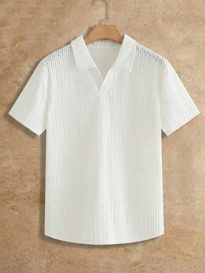 Men's Casual Textured Fabric Polo Shirt