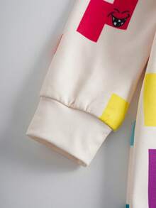 Tetris™ X SHEIN Baby Girl Casual All-Over Print Crew Neck Long Sleeve Romper, Spring/Autumn - Beige - View 6