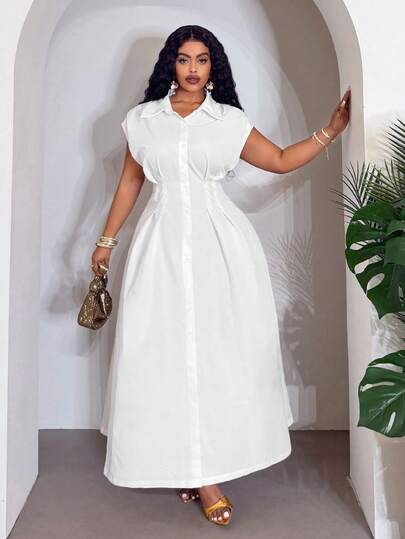 Slaydiva Đầm dáng suông màu trơn, cỡ lớn, thích hợp mặc mùa hè.