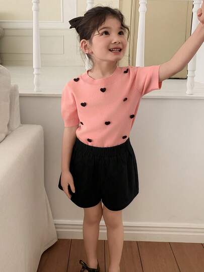 Dazy Kids Young Girl Solid Color Elastic Waist Casual Versatile Daily Wear Shorts