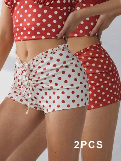 HautHeat Women's Polka Dot Print Drawstring Pajama Shorts