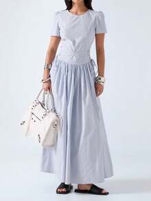 Women Midi Dresses - 藍白 - 查看 4