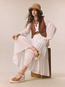 Styleloop Sandalias de cuña tejidas de verano para mujer, adecuadas para atuendos de vacaciones y artículos de viaje esenciales - Marrón - Ver 9