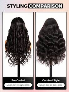 ALL READY WIG 升级版 13x6 无胶蕾丝前假发波浪形预切耳到耳蕾丝皮肤融化自然黑色带预拔发际线真人假发 - SNatural - 查看 10