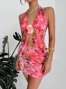 Aloruh 女士3D立体花卉装饰系带时尚约会派对迷你连衣裙 夏季夏季服装 沙滩装 女士沙滩度假装 度假装 女士波西米亚热带度假装 热带度假女士服装 花卉连衣裙 女士花卉连衣裙 女士粉色连衣裙 女士夏季服装 波西米亚夏季服装 - 彩色 - 查看 6