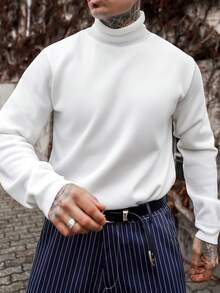 Artur Kramer 男士高领保暖毛衣，秋冬季，Old Money品牌，保暖长袖上衣 - 白色 - 查看 3