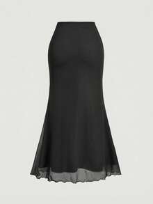 MOD Conjunto de 2 piezas elegante para mujer: Camiseta con estampado floral combinada con falda maxi de corte slim - Negro - Ver 5